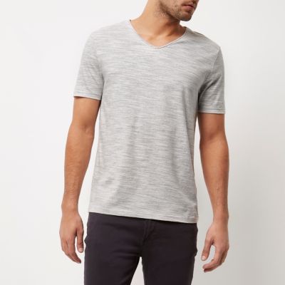 Grey marl V-neck t-shirt